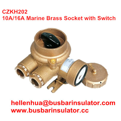 10A/16A marine brass socket with chain switch outlet CZKH202 IP56